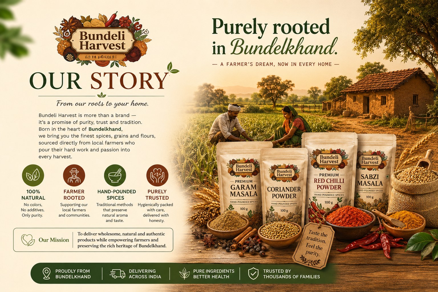 Bundeli Harvest — Purely rooted in Bundelkhand. Our story and our hand-pounded spices, grains and flours.